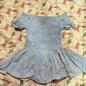 Japna Blue and White Striped Off-Shoulder Blouse